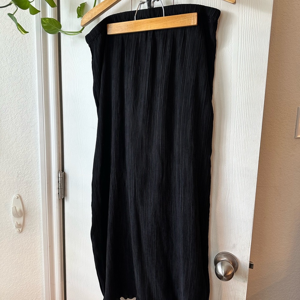 Madewell Plissé Black Textured Skirt